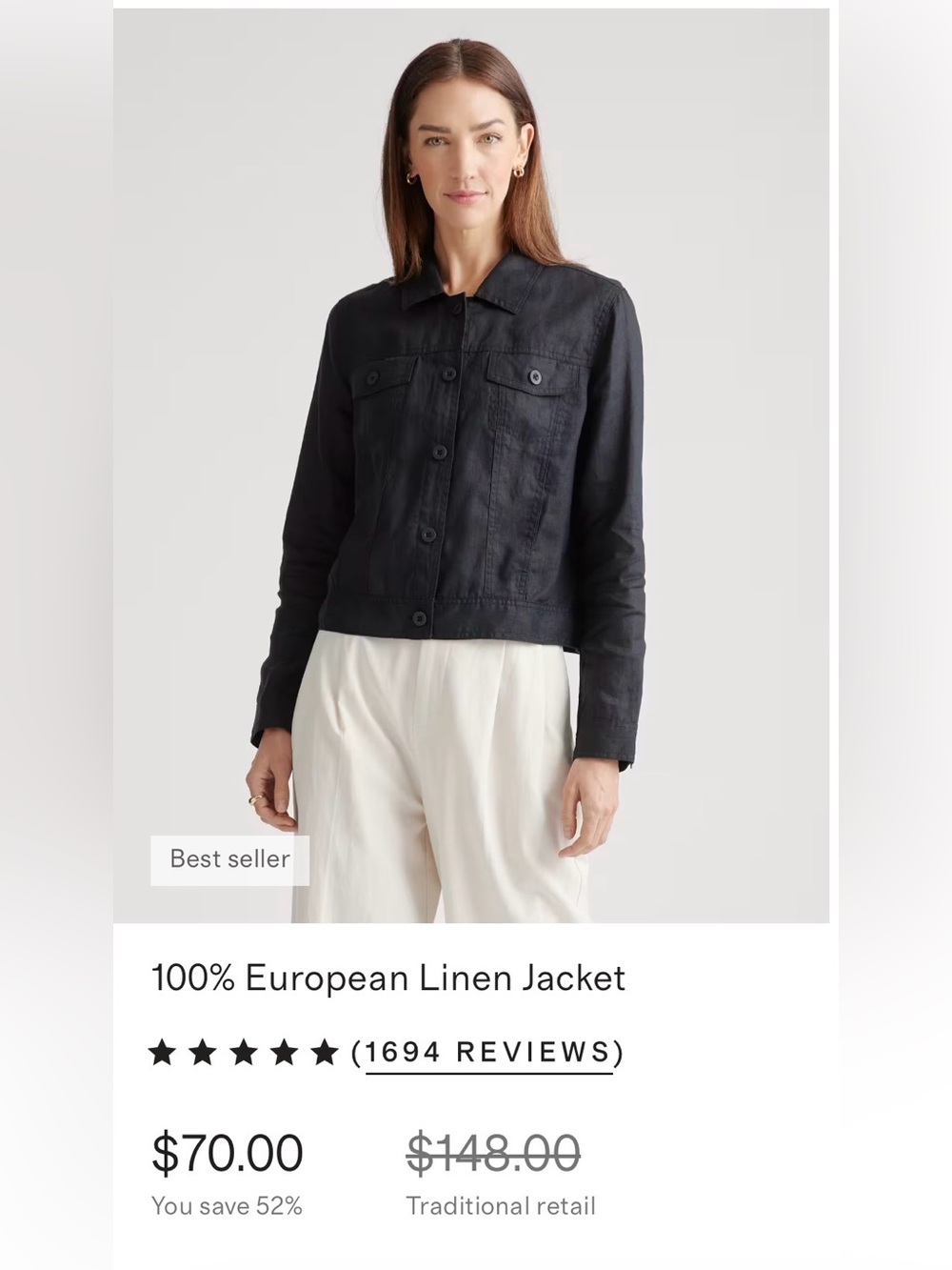 Quince Black Linen Jean Jacket